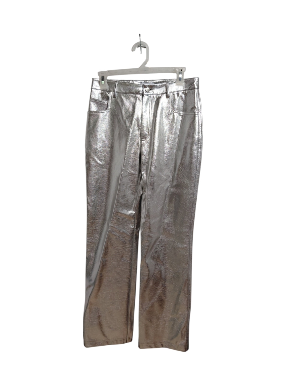Gianni Bini Metallic Silver Straight Leg Pants